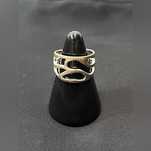 Sterling Silver Open Wave Wide Band Ring